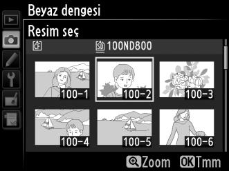 4 Bir kaynak resmi vurgulayın. Kaynak resmi vurgulayın. Vurgulanan resmi tam kare görüntülemek için, X düğmesine basın.