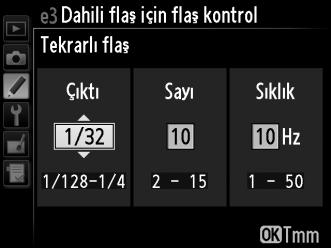 pozlama modlarında perde hızları 30 s ye kadar yavaş olabilir). Seçenekler 1 /60 s (1/60 s) ila 30 s (30 s) arasında olabilir.