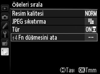 2 Bir öğe seçin. Taşımak istediğiniz öğeyi vurgulayın ve J düğmesine basın.