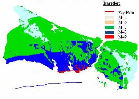 Adalar fayı ile Tekirdağ çukurluğu arasında yer alan Tekirdağ-Yeşilköy segmenti (65 km) kırıldığında, incelenen saha 7-8 şiddetinde etkileneceği öngörülmüştür