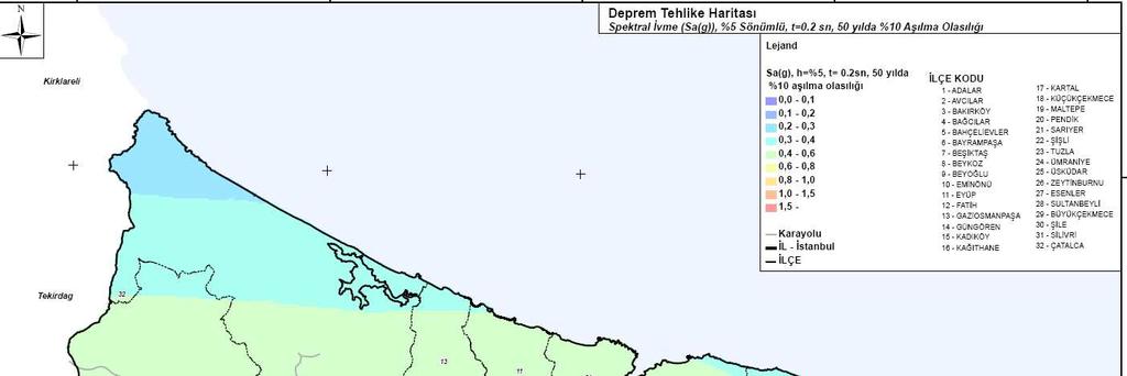 Deprem Bölgeleri Haritası'ndaki konumu