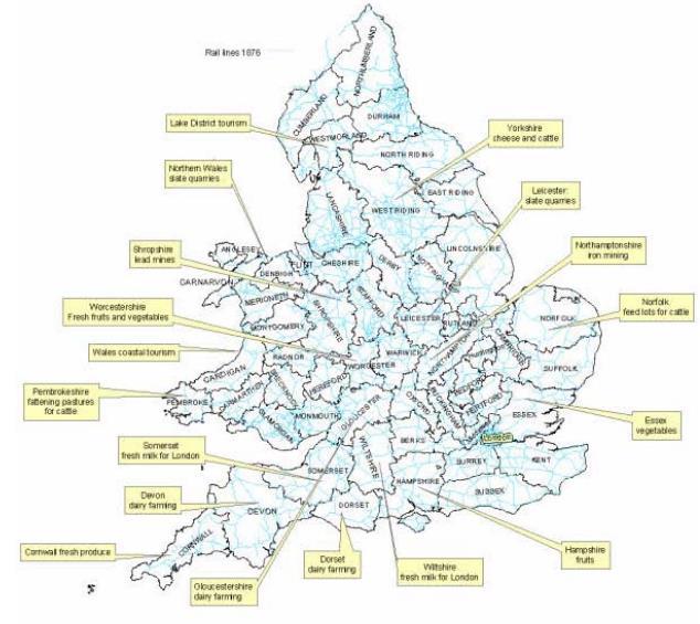 İngiltere de demiryolu ağının ticari kapsamı -Merchandising extent of the railways in England- İngiltere de demiryolu ağının gelişimi