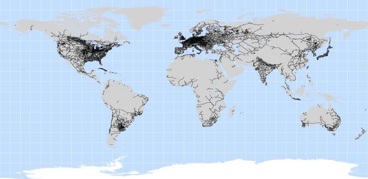 Dünya üzerinde demiryolu yoğunlukları