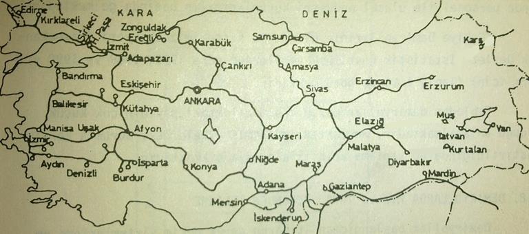 Cumhuriyetimizin kuruluşu ile Atatürk Dönemi -Establishment of our Republic and the Atatürk Era- (1923-1938-1940) İnşa edilen demiryolları ile batı ile doğu arasında iletişim sağlanmış.