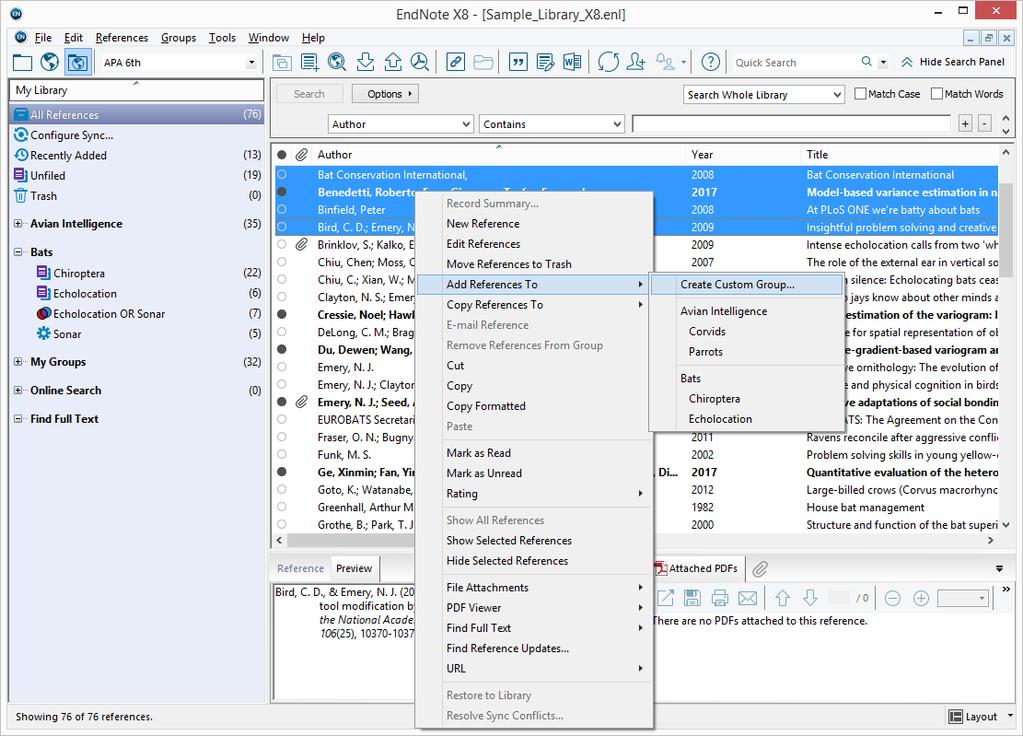 ResearchSoftware.com 107 Create Custom Group.. u seçin 4. New Group sol tarafda bulunan Groups Paneli nde listelenecektir.