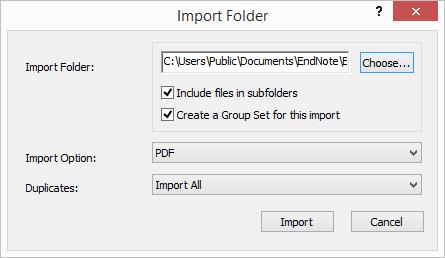 ResearchSoftware.com 76 4.5.1.3 PDF dosyalarınızın bulunduğu klasörleri grup set ve gruplar halinde import etmek için; 1. PDF dosyalarınızı import etmek istediğiniz EndNote kütüphanenizi açın. 2.