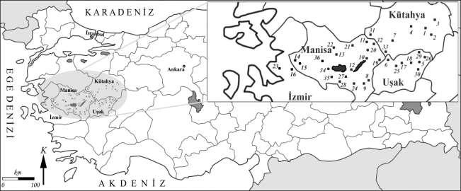 Biological Diversity and Conservation 8 / 1 (2015) 131 yapıştırma kartlarına yapıştırılmış, straforlar üzerine iğnelenmiş ve müze materyali olarak muhafaza edilmiştir.