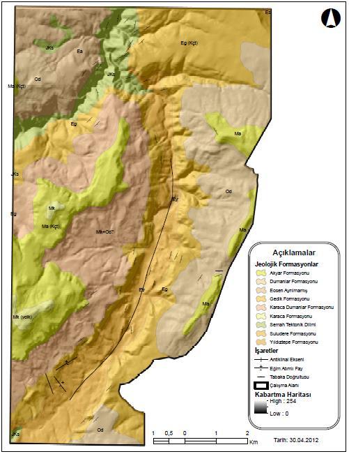 27 Harita 3. Levent Vadisi nin Jeoloji Haritası (Akbulut ve Ünsal, 2012 ). Malatya yarı-kurak iklim koşullarına hâkimdir.
