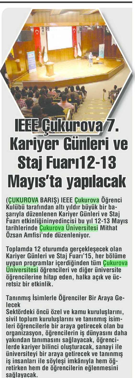 7. KARIYER GÜNLERI VE STAJ FUARI12-13 MAYIS TA YAPILACAK Yayın