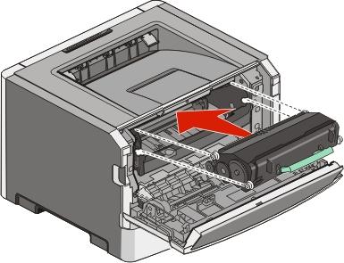 5 Toner kartuşundaki silindirleri fotokondüktör kitinin olukları üzerindeki oklarla hizalayarak yeni toner kartuşunu takın. Toner kartuşunu gidebildiği noktaya kadar itin.