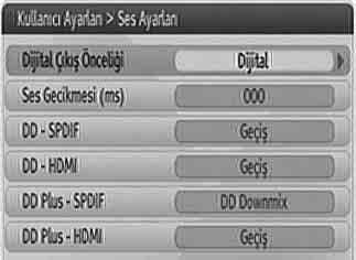 Kanal Yönetimi Kanal yönetimi alt menüsü aşağıdaki gibidir. Dijital Çıkış Önceliği: Bu özellikle dijital çıkış önceliğini Dijital veya Stereo olarak seçebilirsiniz.