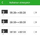 Rahatsız Etmeyin Bu ekranda girilecek zaman aralıklarında saat telefon çağrıları almayacaktır.
