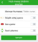 Ayarlar Ekranı Acil durum/aile numaraları SOS tuşuna basıldığında aranacak 3 telefon numarası buradan girilir.