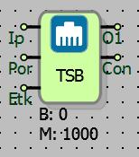 10.2 TCP SOKET BLOĞU 10.2.1 Bağlantılar Ip: IP girişi O1: Blok çıkışı Etk: Etkinleştirme girişi 10.2.2 Bağlantı Açıklamaları Ip: IP girişi Sunucu IP sinin girilebildiği blok girişidir.