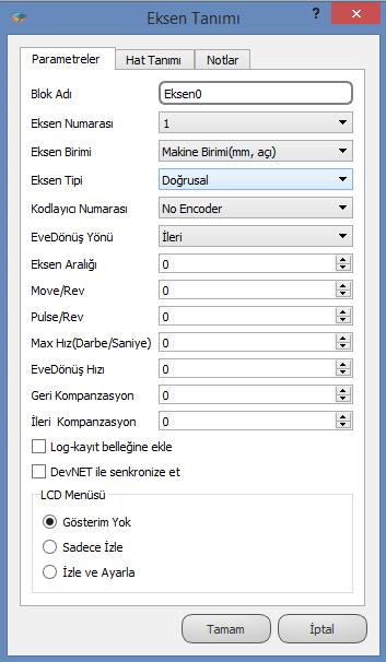 Eve: Home noktası hareket komut girişi Home noktasına hareket komutunu veren giriştir. Ev: Ev göstergesi Home noktasını gösteren giriştir.