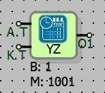 17.2 YILLIK ZAMANLAYICI 17.2.1 Bağlantılar A.T: Açma tarihi girişi O1: Blok çıkışı K.T: Kapatma tarihi girişi 17.2.2 Bağlantı Açıklamaları A.