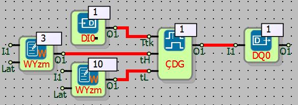 Lojik(0) olan DI0 lojik(1) olduktan 3 saniye sonra DQ0 lojik(1) olur.