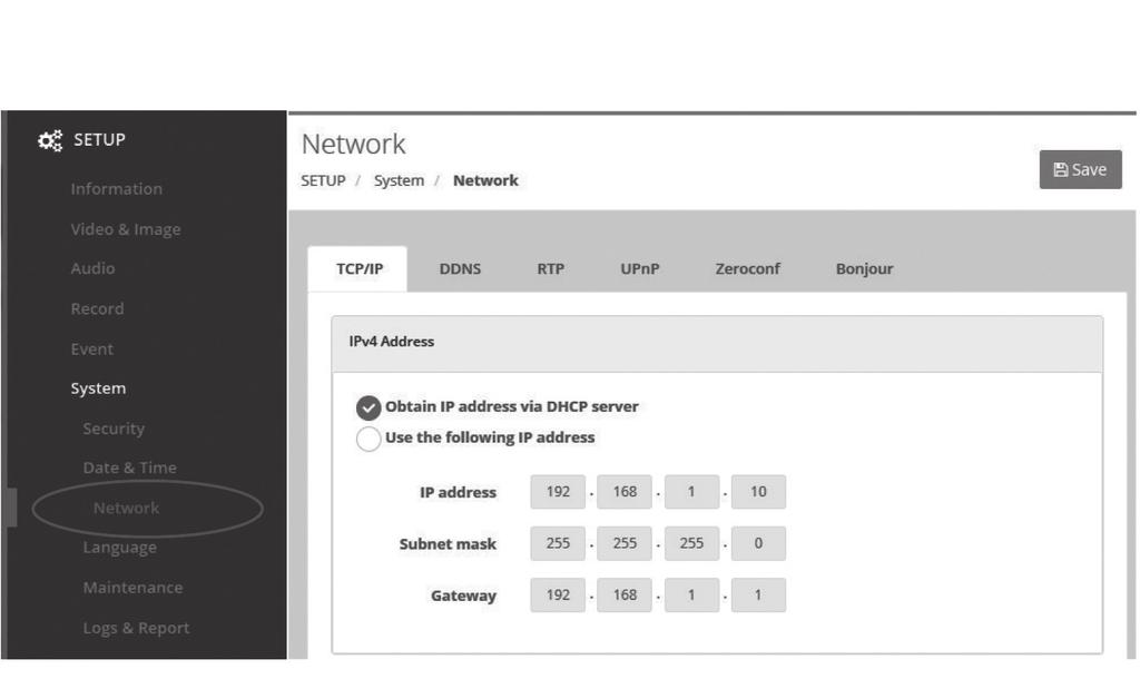 Obtener la dirección IP a través de DHCP: Seleccione la casilla de opción si desea asignar la dirección IP del servidor DHCP de forma automática, y luego el ajuste restante es texto de sólo lectura.