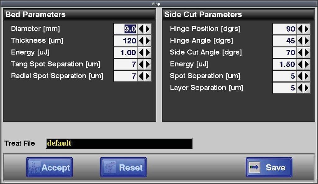 Program çubuğu altındaki Flap tuşuna basıldığında, Flep Modeli parametre ekranı görüntülenir (Şekil 7 4).