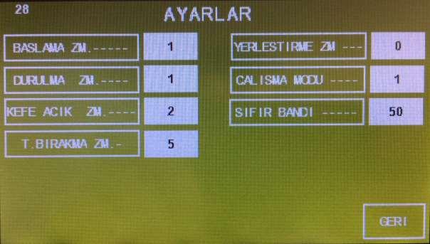 Knt1 Faal: Herhangi bir arıza durumunda 1nolu torbalama kantarını kullanım dışı bırakmak için kullanılır. Arıza giderildiğinde tekrar buradan devreye alınır.