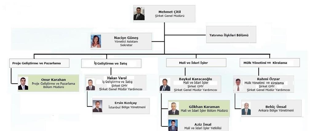 1.3 Şirketin organizasyon, sermaye, ortaklık yapısı ile bunlara ilişkin dönem içindeki değişiklikler 1.3.1 Şirketin organizasyonu ve dönem içindeki değişiklikler Şirket imizde, İş Geliştirme ve Satış