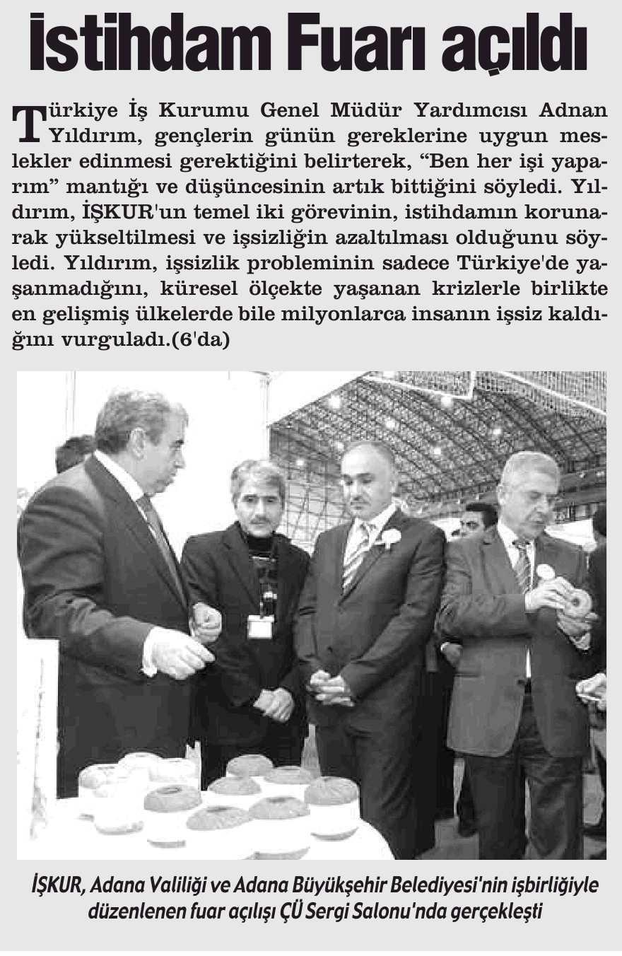 ISTIHDAM FUARI ACILDI Yayın Adı : Yeni Adana Sayfa