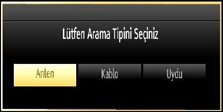 Kablo Kurulumu Devam etmek için KABLO seçeneğini seçin uzaktan kumanda üzerindeki OK tuşuna basınız, aşağıdaki mesaj ekranda görünecektir: İstenen kaynaktan yayın almak ve saklamak için bir arama