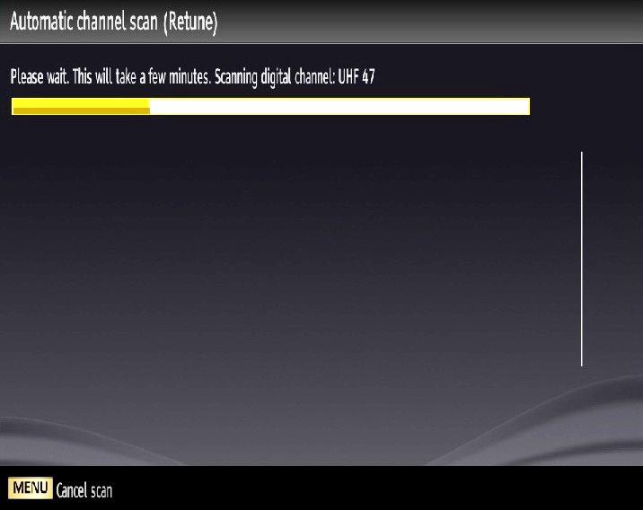 Aerial Installation If you select AERIAL option from the Search Type screen, the television will search for digital terrestrial TV broadcasts.