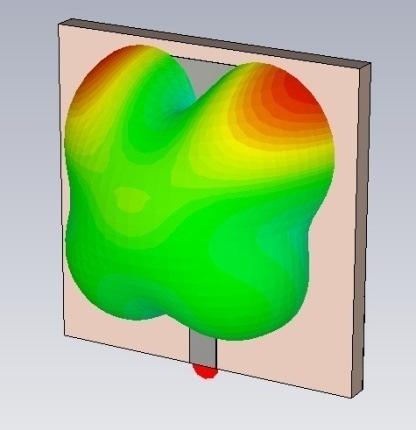 Anten geometrisi mikroşerit besleme hattı ucuna bağlanan yay şeklindeki yapı ve UWB frekans bandının kapsanması için gerekli olan rezonansları sağlaması amacıyla parazitik olarak uyartılan dikdörtgen