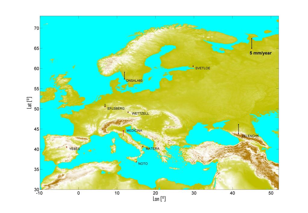 IVS Avrupa VLBI çözümleri zaman