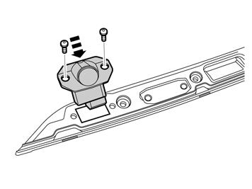 32 Ø2,5 mm (3/32 ") matkap ucu ile çıkıntılara delik açın. Talaşları atın. IMG-255734 33 Kitin içinden iki vida ve contayla birlikte kamerayı alın.