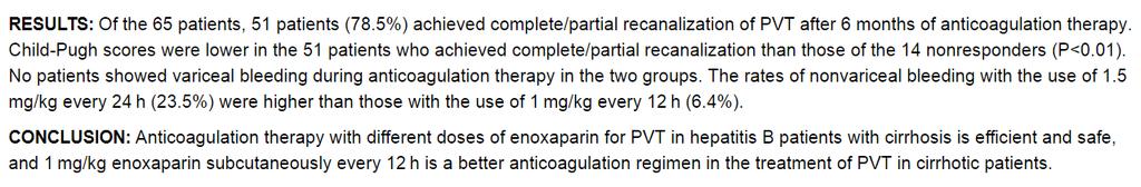 Karaciğer hastalarında heparin kullınımı/güvenirliği 1 mg (0.01 ml) enoksaparin sodyum=100 anti-xa IU.