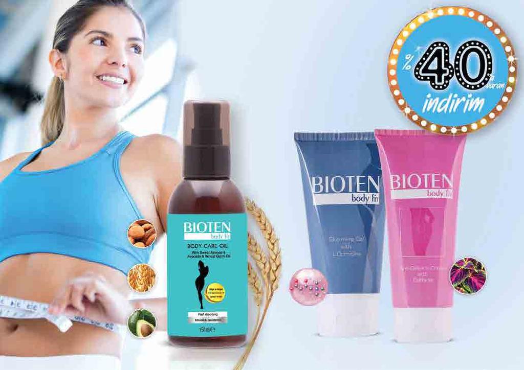 Tüm ciltleri nemlendirir, onarır, yatıştırır ve yumuşatır! BIOTEN Body Fit Besleyici Bakım Yağı 50 ml. - 740 4,90 7,90 Mevsim ne olursa olsun vücudun. hep fıt olsun!