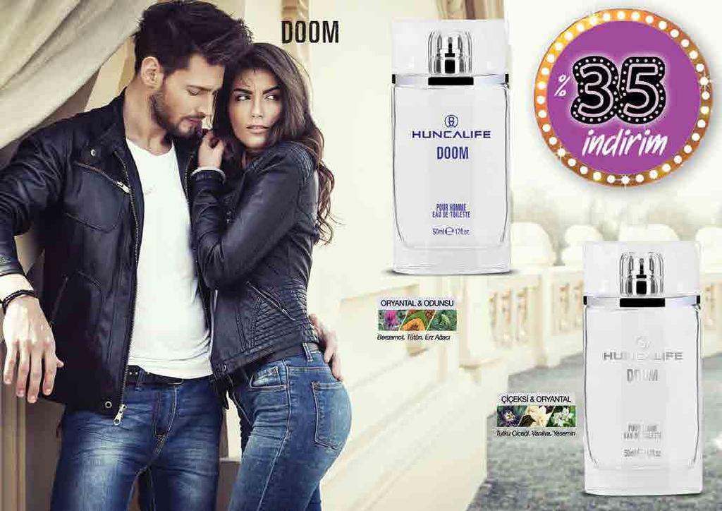 Selvi ve Bergamot un modernliğini menekşe ve tütün yapraklarından elde edilen erkeksi bir çiçek özütüyle birleştiren bu eşsiz koku ile fark edileceksiniz. DOOM Homme Erkek EDT 50 ml.