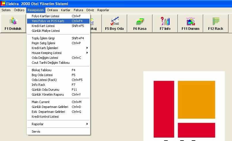 158 Ön Büro İşlemleri 8.4.2. Yeni Folyo ve Pos Kartı Yeni bir folyo kartı açılması için Resepsiyon - Yeni Folyo Listesi kullanılır.