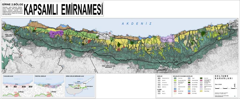 HARİTA 6: 2016 Girne Beyaz Bölge (Değişiklik 6) Emirnamesi Bölgelerin Gösterildiği GBBK1 Haritası Yukarıdaki 6 nolu haritadan da görülebileceği üzere kahverengi olarak gösterilen A bölgesinde net