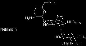 NETİLMİSİN SÜLFAT, NETROMYCİN 2-[4-amino-3-[[3-amino-6-(aminometil)-3, 4-dihidro-2H-piran-2-il]oksi]-6-(etilamino)-2- hidroksisiklohekzil]oksi-5- metil-4-(metilamino)oksan-3,5-diol Sisomisin den