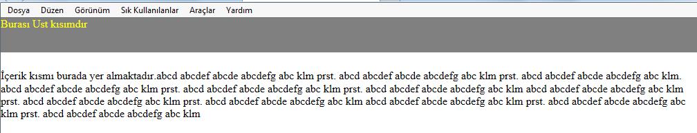 Örnek 5: css-positionfixed2.htm (IE6 da çalışan postion:fixed metodu) <!DOCTYPE html PUBLIC "-//W3C//DTD XHTML 1.0 Transitional//EN" "http://www.w3.org/tr/xhtml1/dtd/xhtml1-transitional.