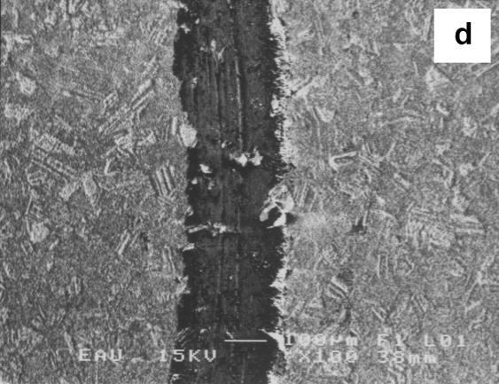 Aşınma izi yaklaşık 300μm olan 700 C de 2 saat nitrürlenmiş numuneye ait resimde ise kırılan oksit filmi nedeniyle oluşan abrasif