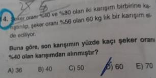 Buna göre karışım denklemini yazalım.