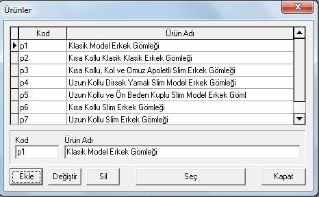 48 Şekil 24: Ürün/Ürünler Seçme Menüsü 6.