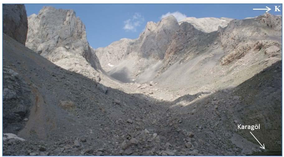 Dedegöl Dağı Kuvaterner buzullaşmaları 25 Fotoğraf 3: Karagöl 1 vadisinin Karagöl mevkiinden görünümü. Photo 3: View of Karagöl 1 valley from Karagöl site.