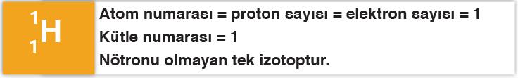 Nötr atomlarda proton sayısı elektron sayısına eşittir. 1 1 H, 4 2He, 23 11Na atomlarını incelersek; Yüklü taneciklerde (iyonlarda) proton sayısı; elektron sayısı ile iyon yükünün toplamına eşittir.