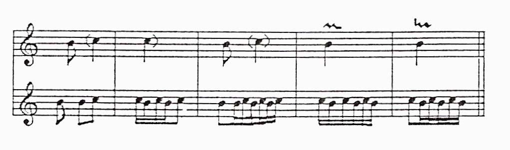57 Handel in çağdaşı olan Rameau da iki tane süsleme tablosu oluşturmuştur. Bunlardan birincisi ve kısa olanı Pieces de clavecin (1706) adlı çalışmanın ilk kitabındadır.