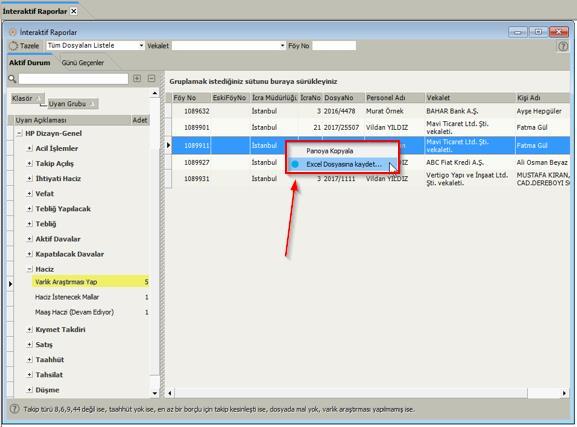 Oluşturulan Excel dosyasındaki Föy No sahasındaki başlığı FoyNo olarak güncelleyin.