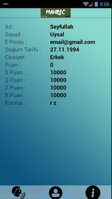 3 Kullanıcı Arayüzleri Kullanıcı sisteme ilk kayıt esnasında birtakım kişisel bilgilerini ve zayıf olduğu karakterleri/kursları seçer (Şekil 1a).