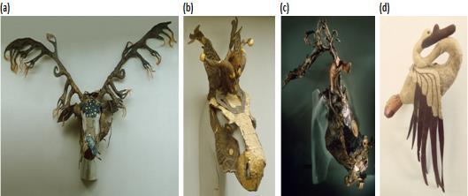 Şekil 2. (a),(b),(c) Keçe/deri/boynuz/altından at maskeleri, Şekil 3.