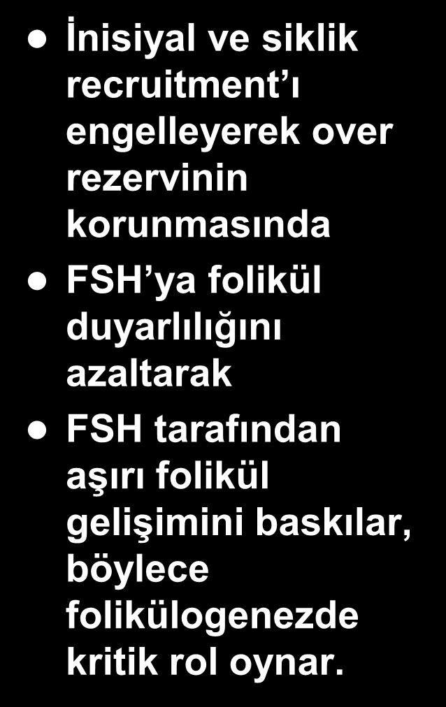 folikül duyarlılığını azaltarak FSH tarafından aşırı folikül