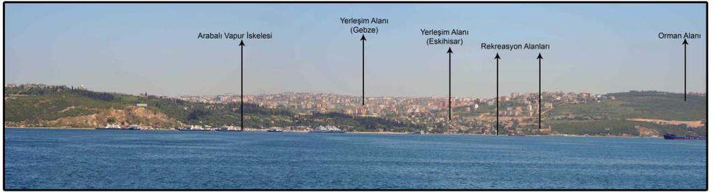 İzmir Körfezi kıyılarında kıyı alanı kullanımı 17 Fotoğraf 1: Gebze-Eskihisar kıyılarında kıyı alanı kullanımının panoramik görünümü.