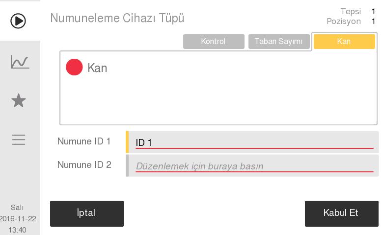 3. Operasyon (Numune Analizi) Numune Analizi (Otomatik Numune Alıcı) Şekil 40: Numuneyi Seçin Yöntem 2: Başka bir seçenek, dokunmatik ekran klavyesindeki harici barkod okuyucuyu kullanarak ID'leri